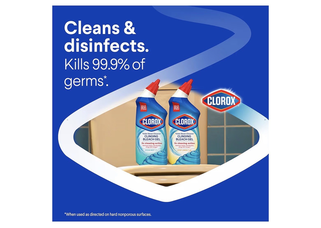Toilet Bowl Cleaner, Clinging Bleach Gel, Ocean Mist – 24 Ounces, Pack of 2