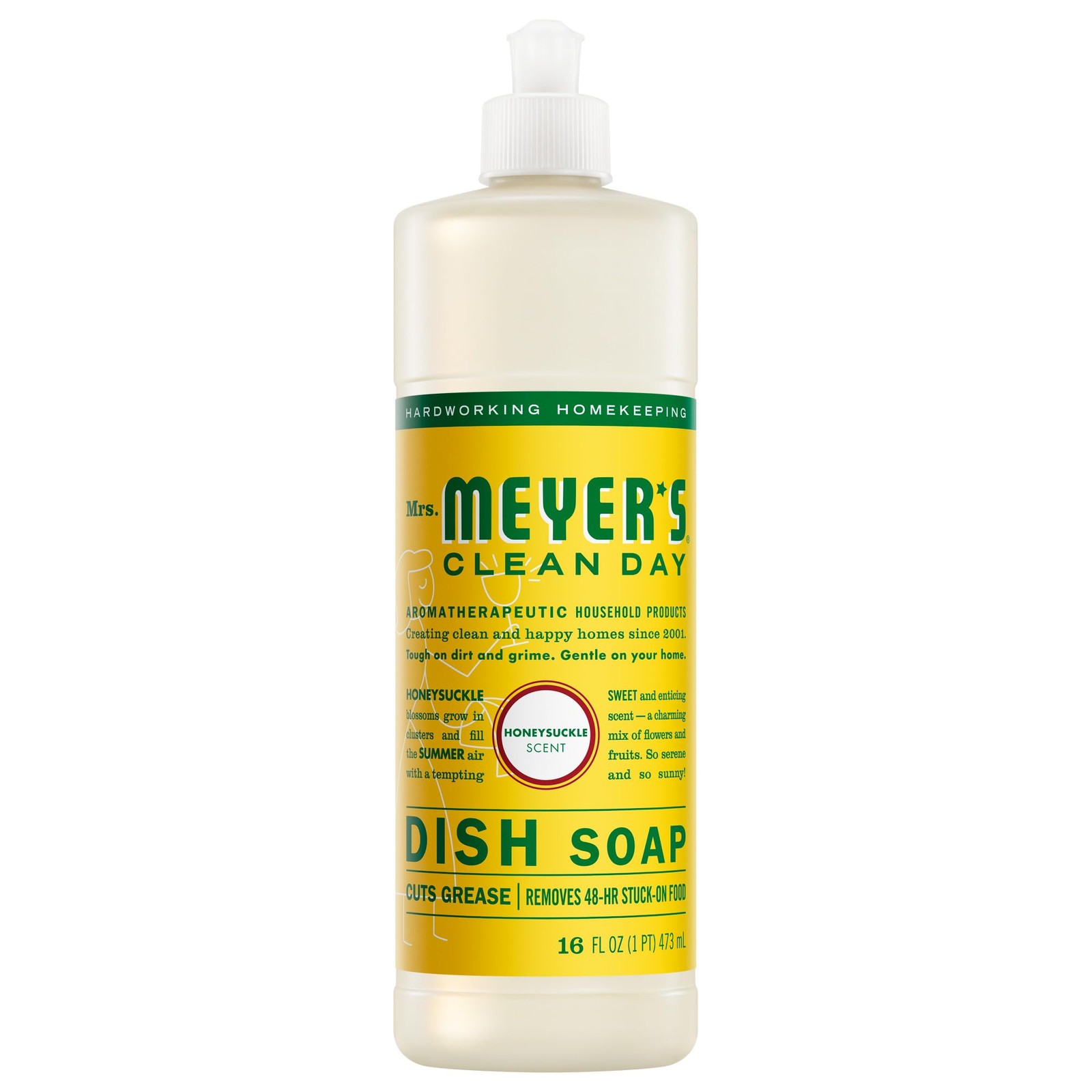 CLEAN DAY Liquid Dish Soap, Honeysuckle Scent, 16 Fl Oz Bottle