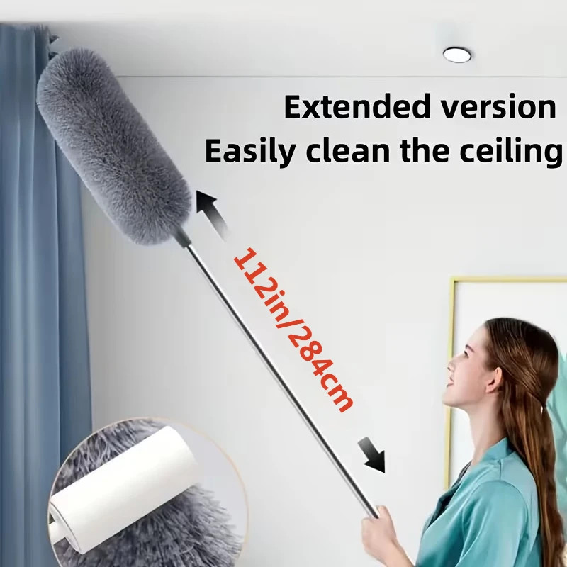 Extendable Microfiber Duster Wand, 284Cm/112In – Flexible, Retractable Pole for