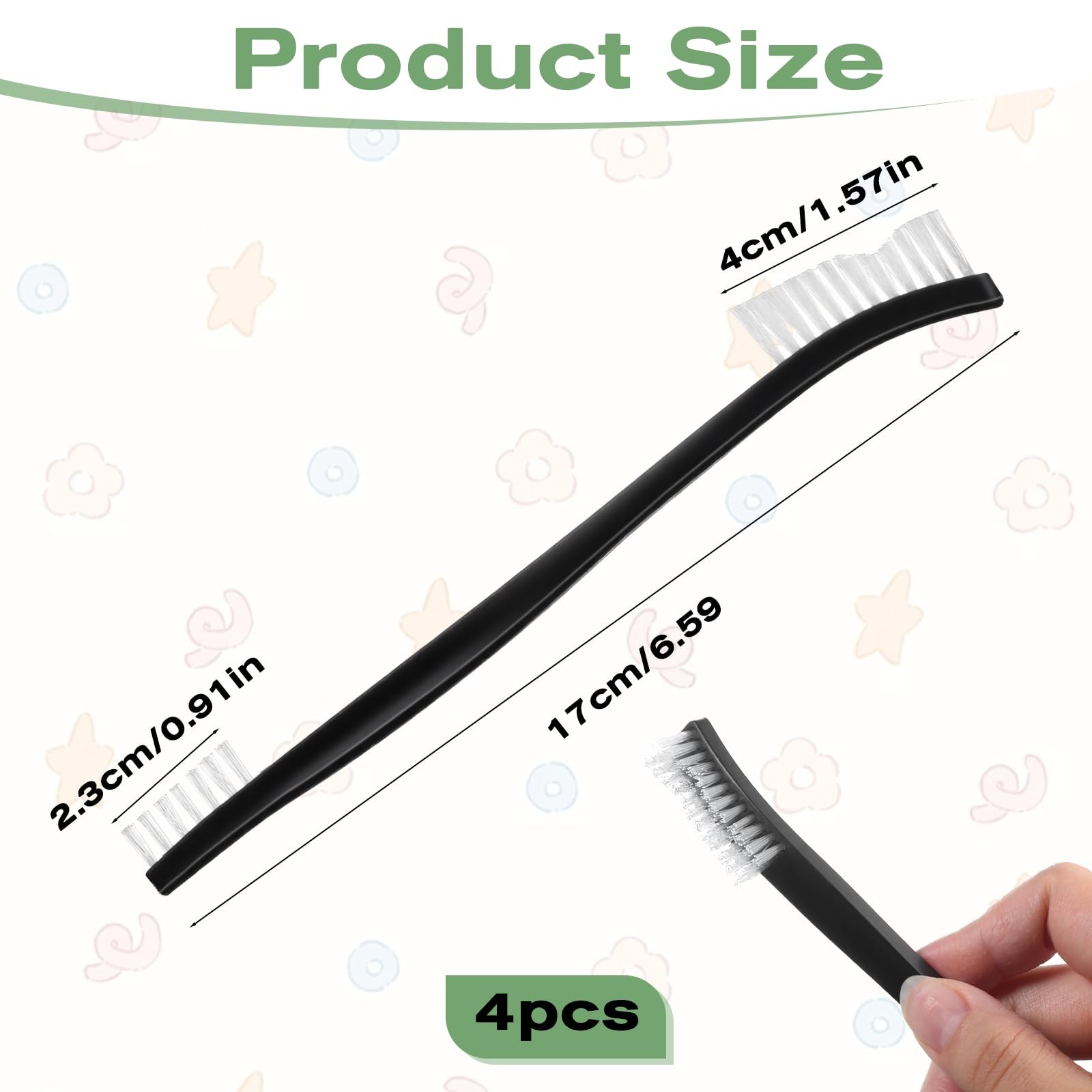 4 Pcs Double-Ended Small Cleaning Brushes Detail Cleaning Brush for Jewelry