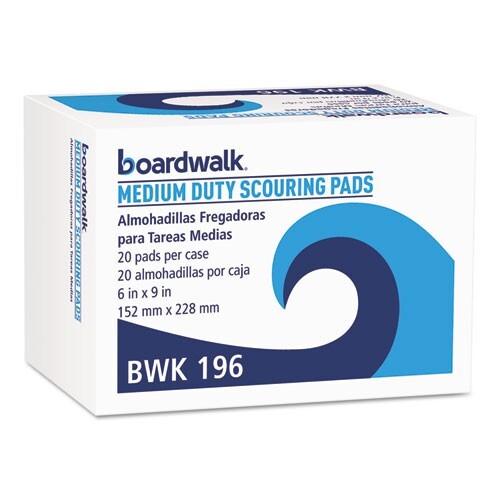 Boardwalk BWK196 Medium-Duty Scouring Pad, 6 x 9, Green, 20/Carton