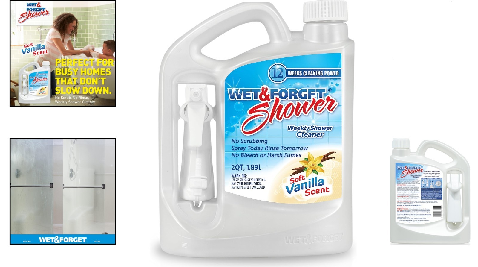 Multi-Surface Shower Cleaner, 64 Oz – Bleach-Free, No Scrub, Fresh Vanilla Scent