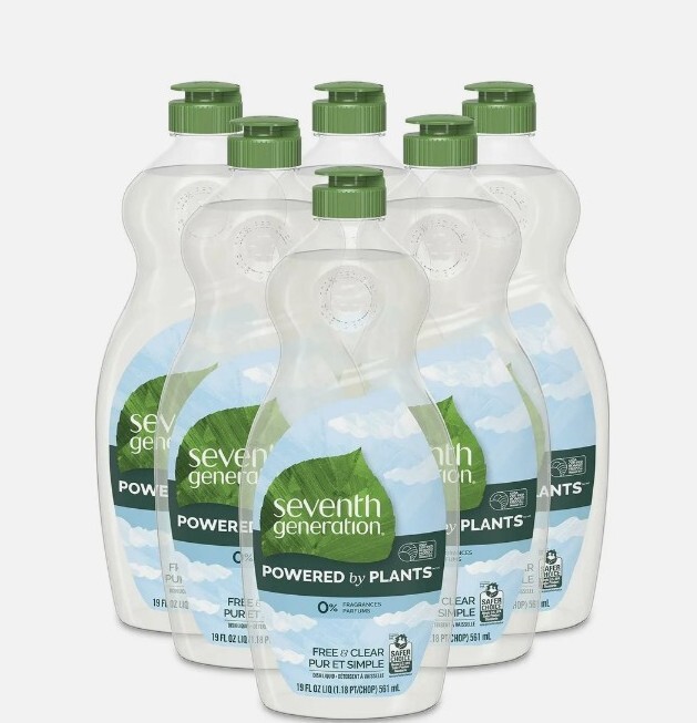 Seventh Generation Dish Soap Liquid Free Clear, 19 Fl Oz (Pack of 6)