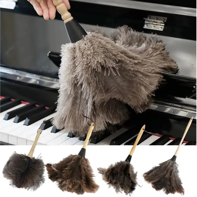 Ostrich Feather Duster Durable Dust Collecting Cleaning Tool In Wool US