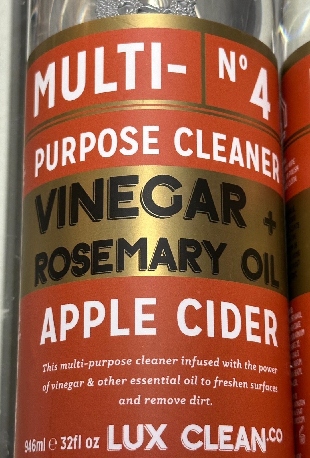 LUX CLEAN ~ VINEGAR + ROSEMARY OIL Kitchen Refresher Cleaner APPLE CIDER 946ml
