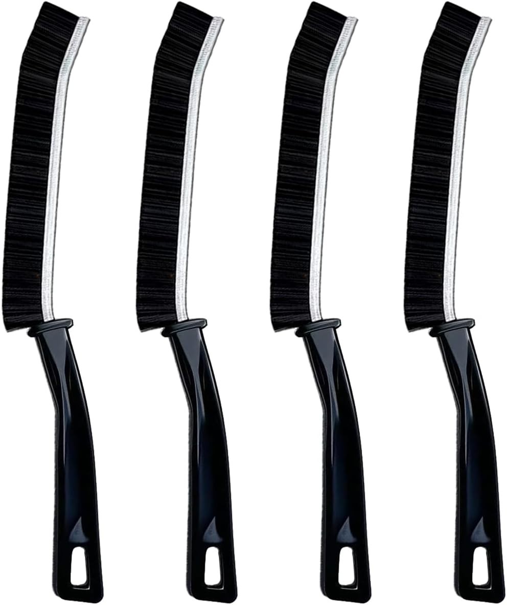 Compact Ergonomic Brush for Cleaning Gaps in Bathrooms, Kitchens & Cars – 4 Pack