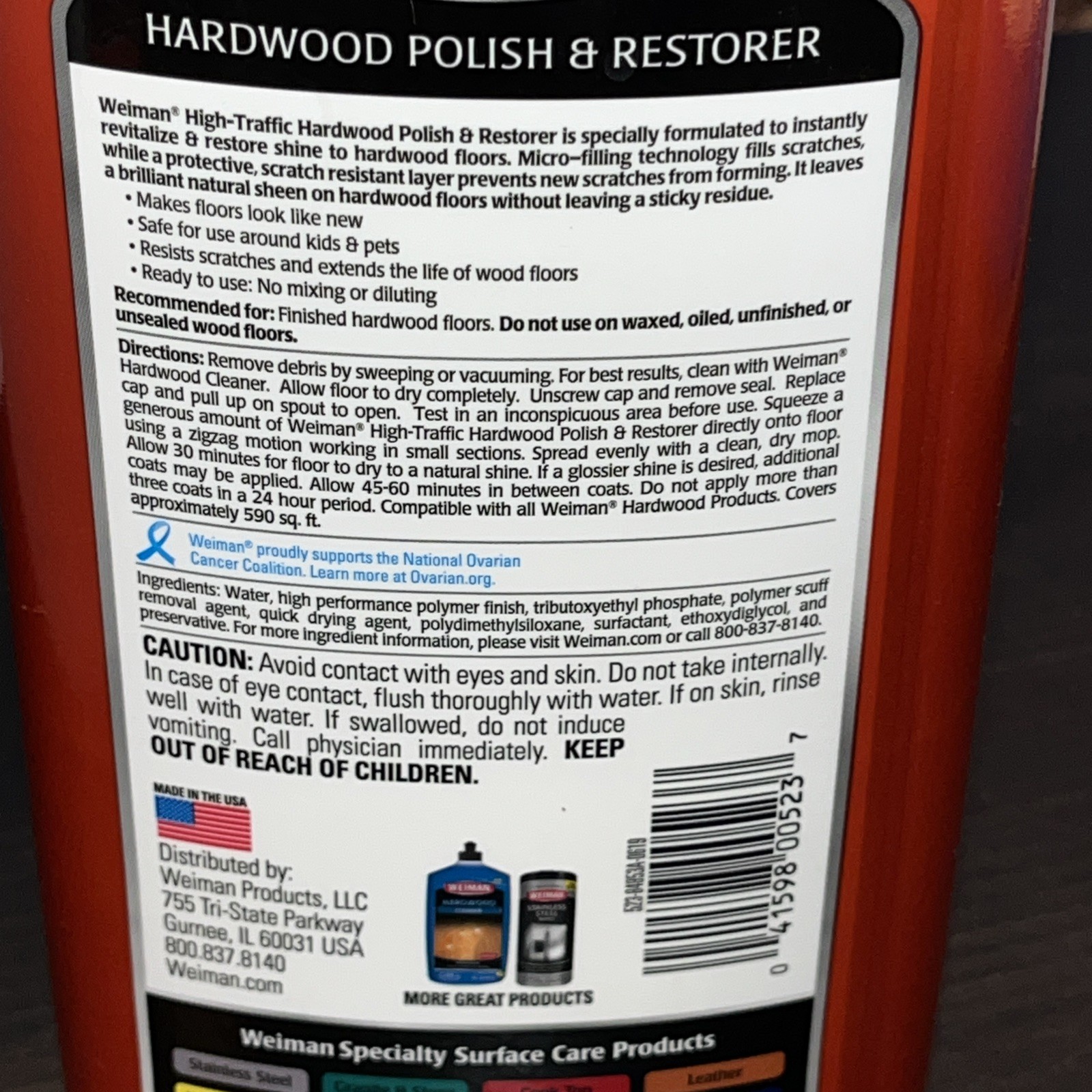 Weiman High Gloss Hardwood Floor Polish & Restorer Liquid 32 oz.