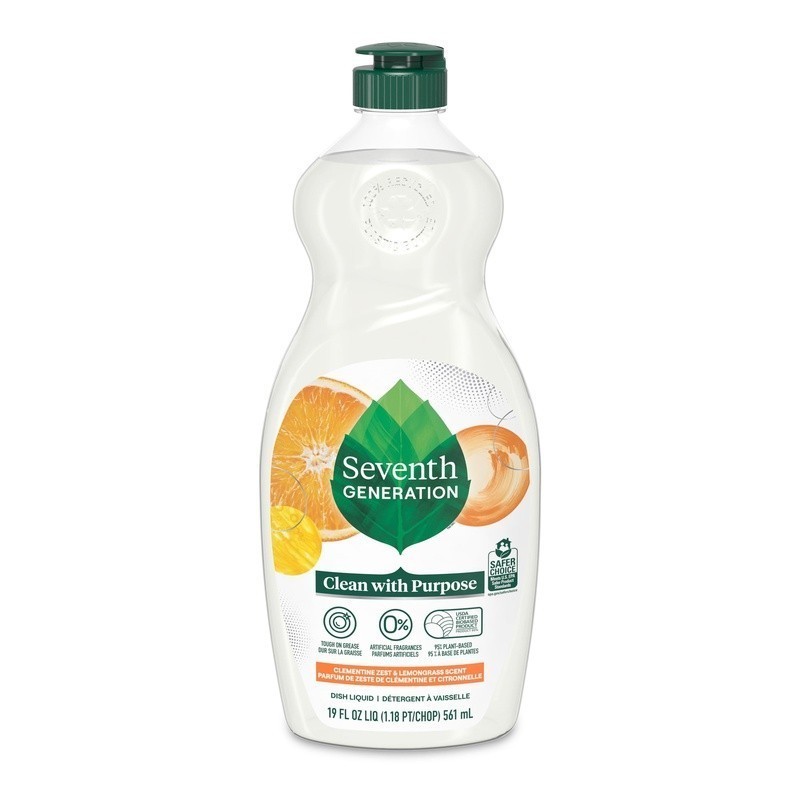 Plant Based Dish Soap Clementine Zest Lemongrass Grease Cutter 19oz Eco Friendly