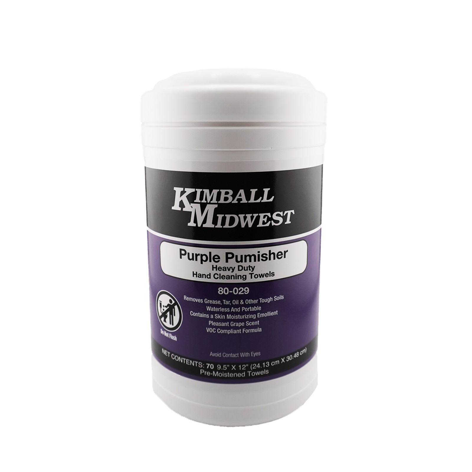 Kimball Midwest 80-029 Purple Pumisher Hand Cleaning Wipes 70 Count, Grape USA