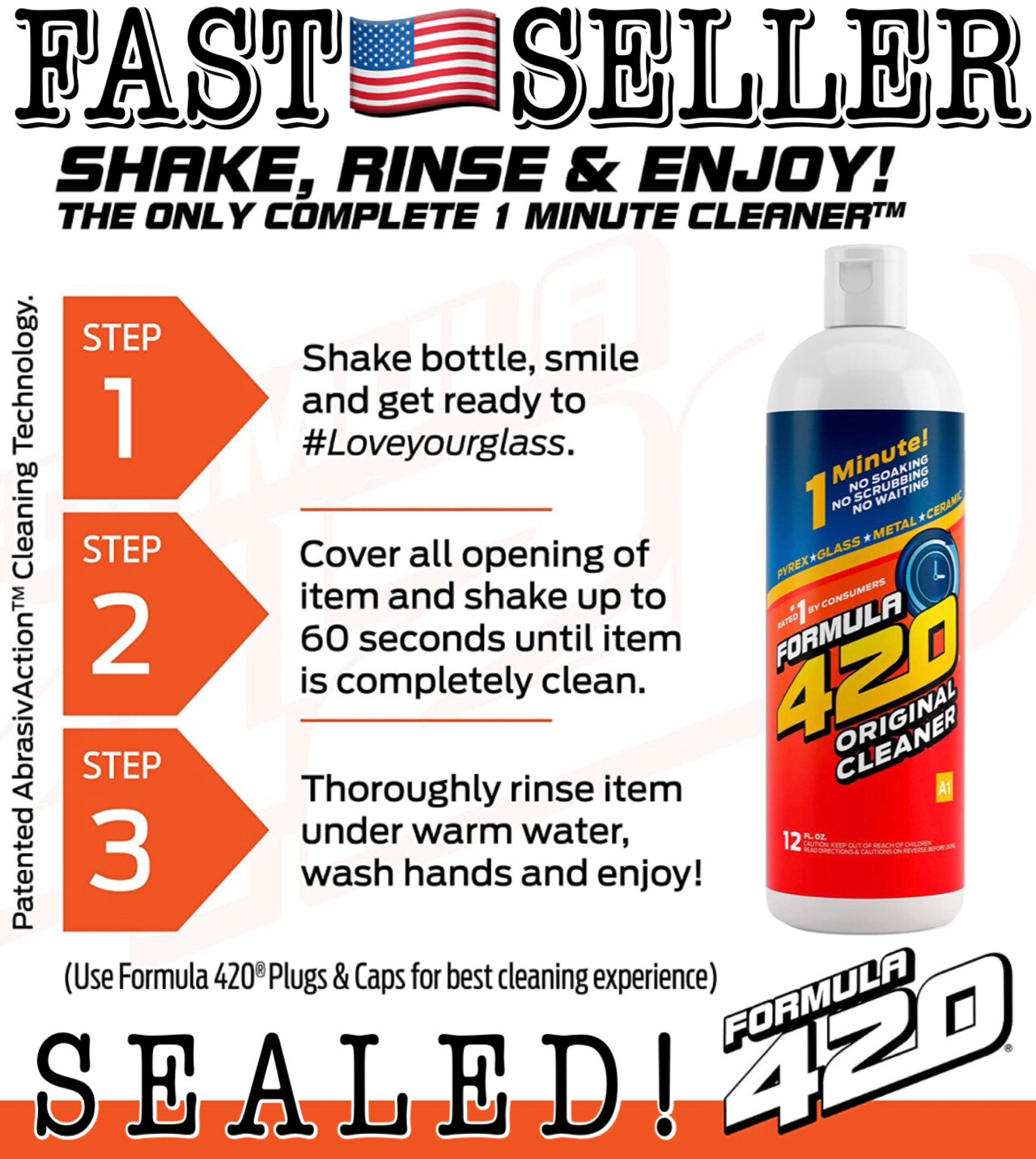 Formula 420 Original 1 Minute Perfect Cleaner Pipe Pyrex Metal Glass Ceramic 12o