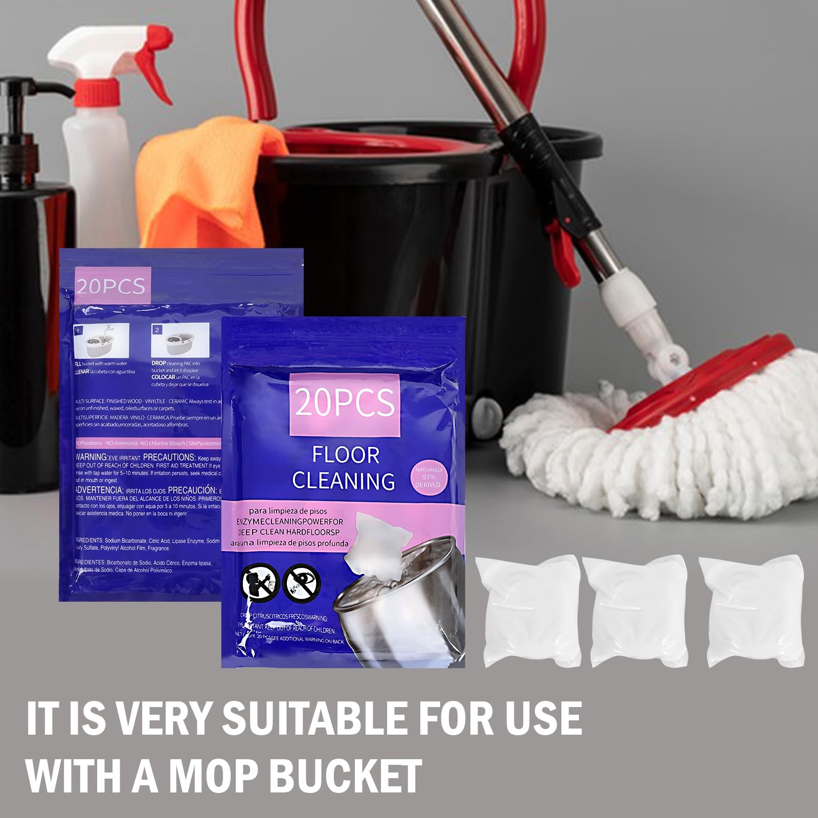 QPBAE-M Hard Floor Cleaner, Lavender Fresh Scent, 20 count (1 Packet) | Made …
