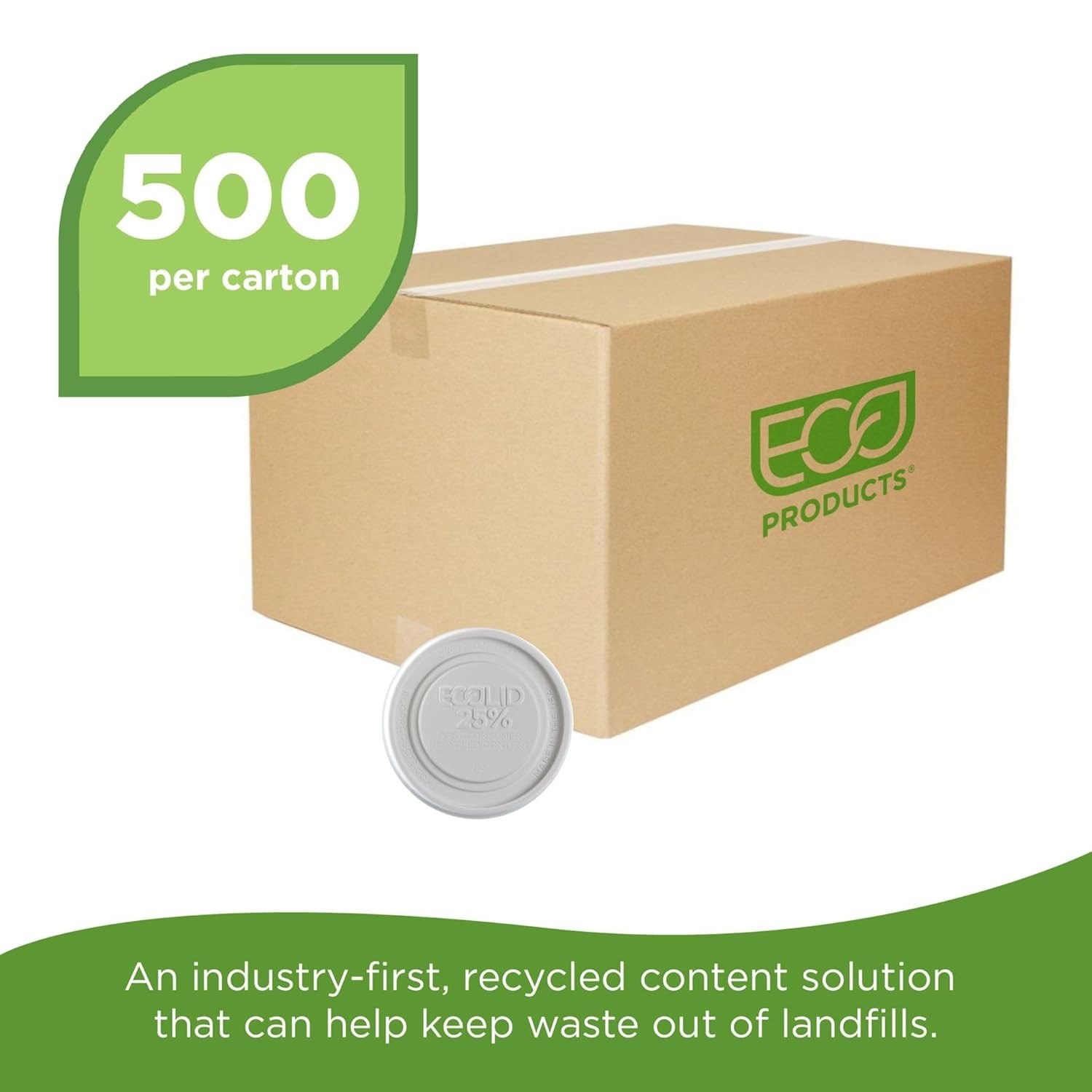Eco-Products Recycled 12-32oz Food Bowl Recycled Lids, Case of 500, Dome Cover