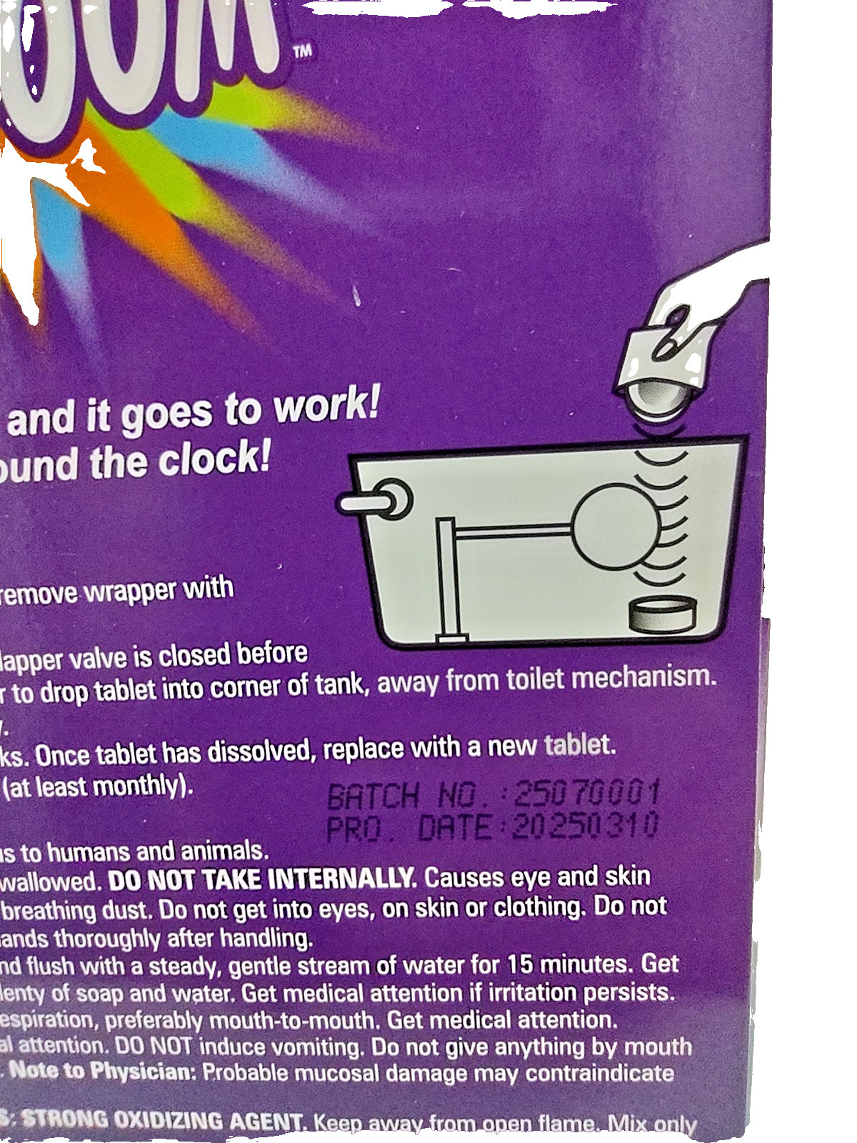 (3 Boxes) newKABOOM Automatic Toilet Bowl Cleaner & Deodorizes S.Blue 2Tabs/Box