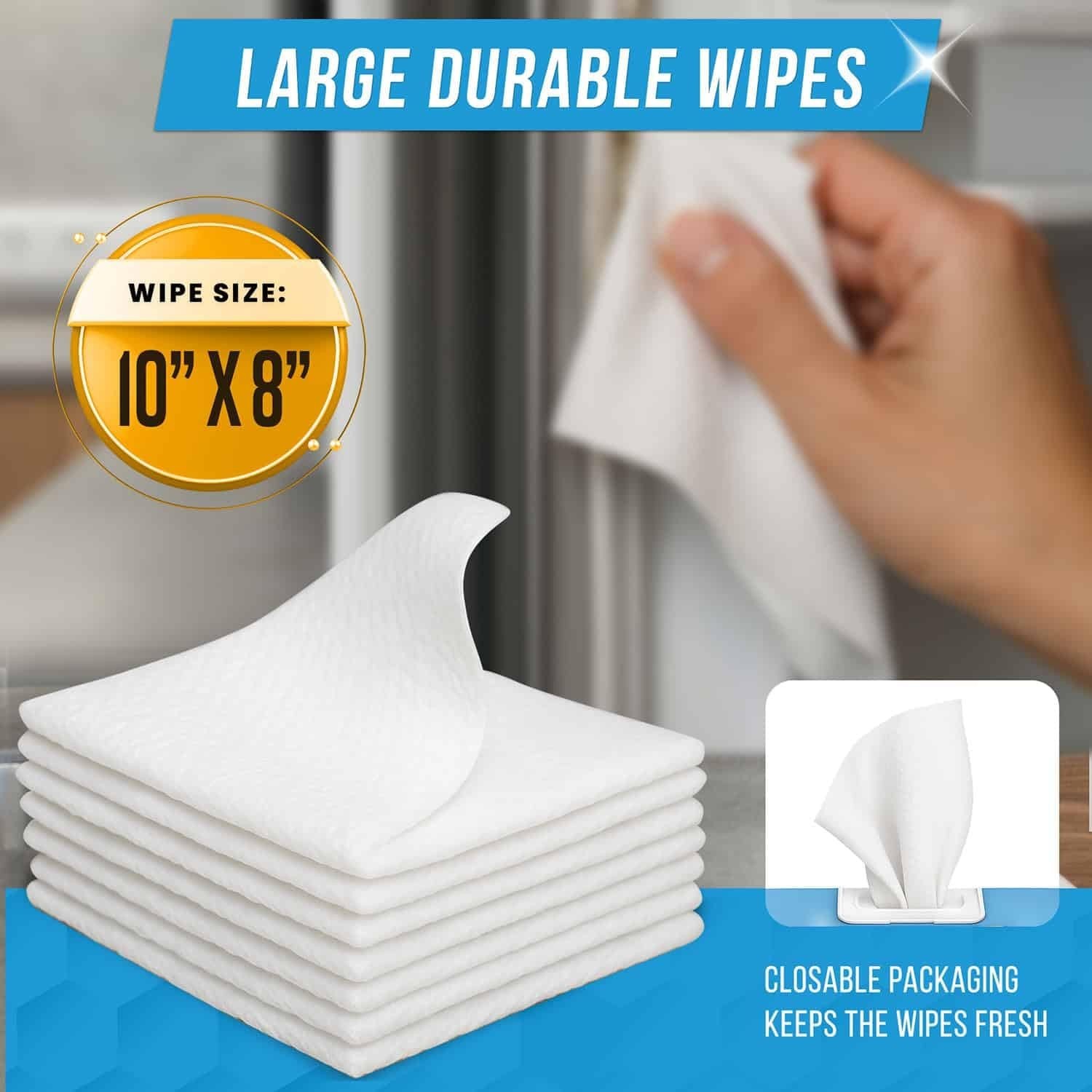 Heavy Duty Surface Cleaner Wipes – 24 Large Wipes for Appliances, Stainless Stee
