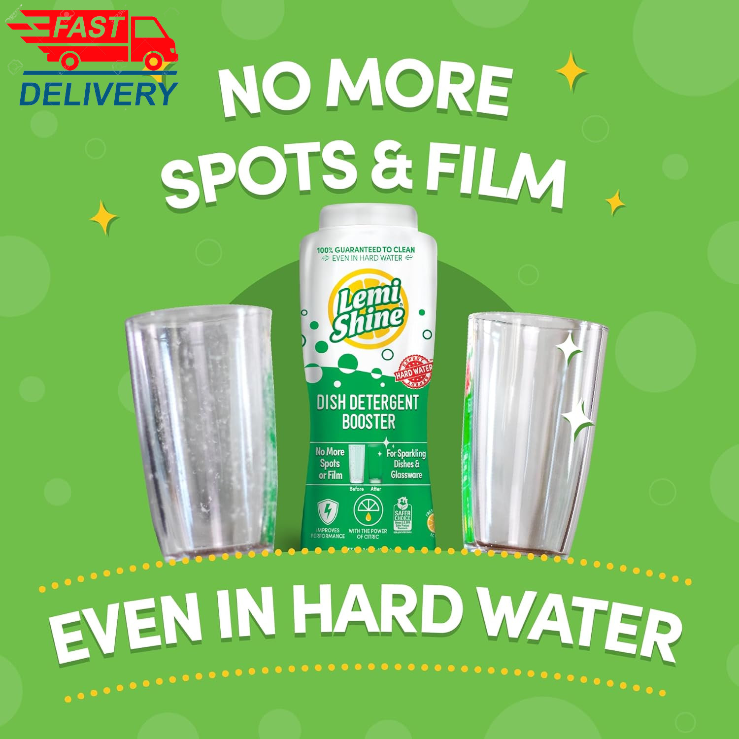 Natural Dish Detergent Booster – Hard Water Stain Remover, 24 Oz (2 Pack) 💪