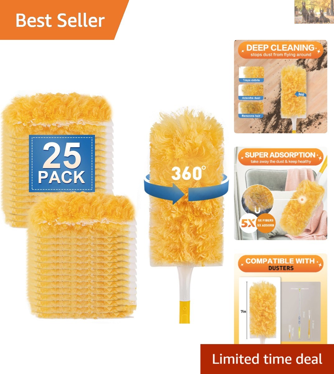 Ultimate 360-Degree Heavy Duty Duster Refill Kit – 25 Unscented Microfiber Units