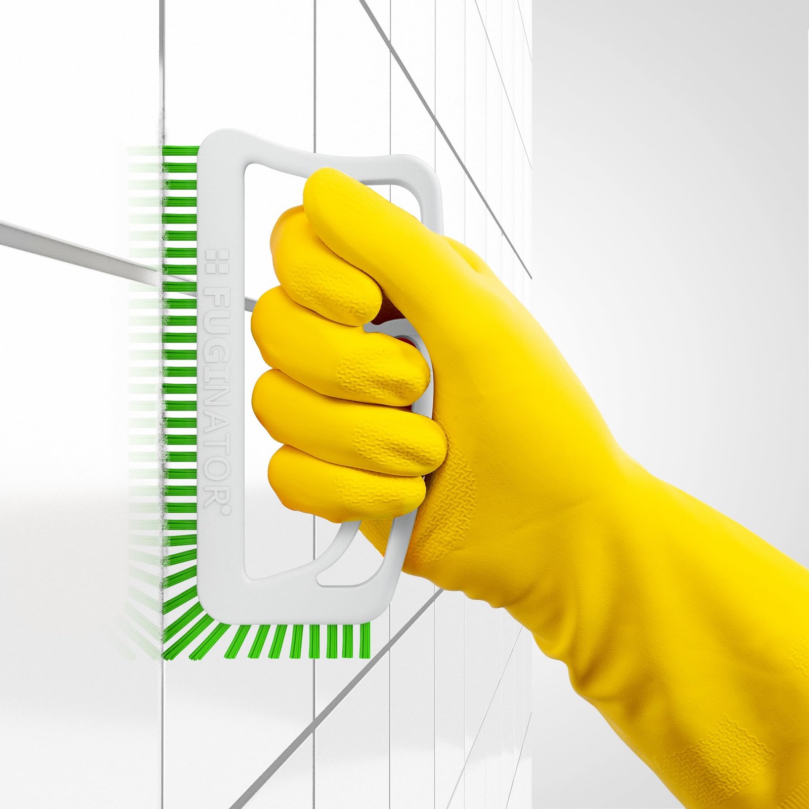 FUGINATOR Joint Cleaning Brush for Bathroom and Kitchen Grout White Green