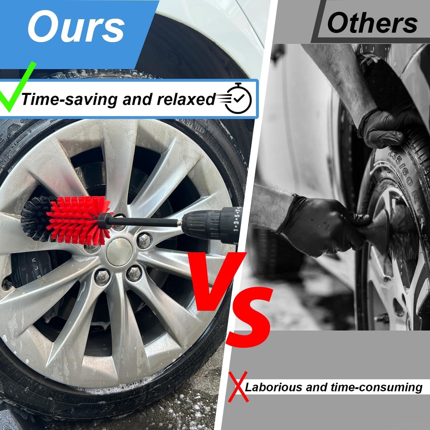 Wheel Brush Kit Soft Nylon Drill Wheel Cleaner Brush Set for Cars Rims Engines