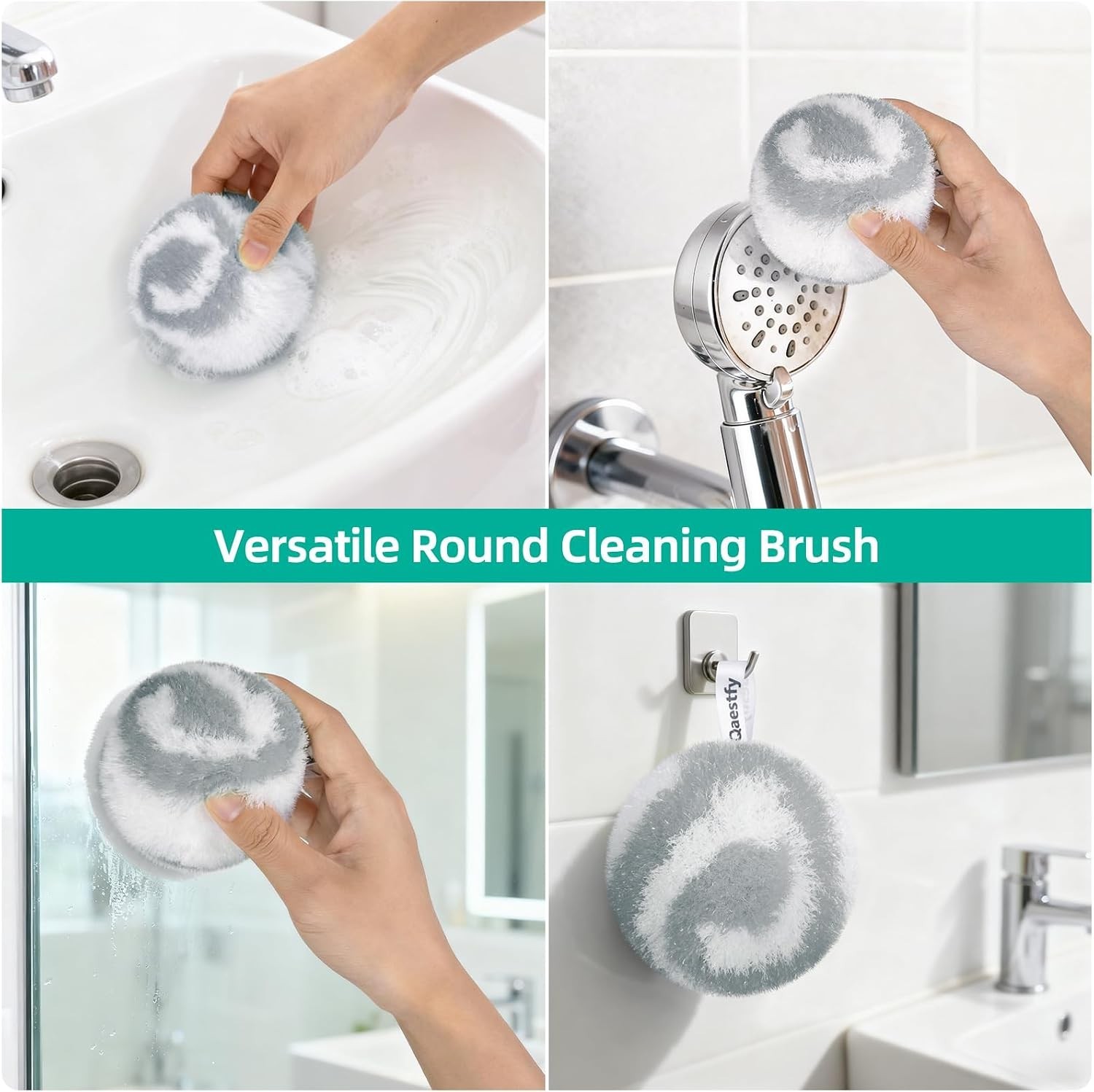 4-in-1 Tub and Tile Shower Scrubber, 51” Bathtub Cleaning Brush with Long Ha…