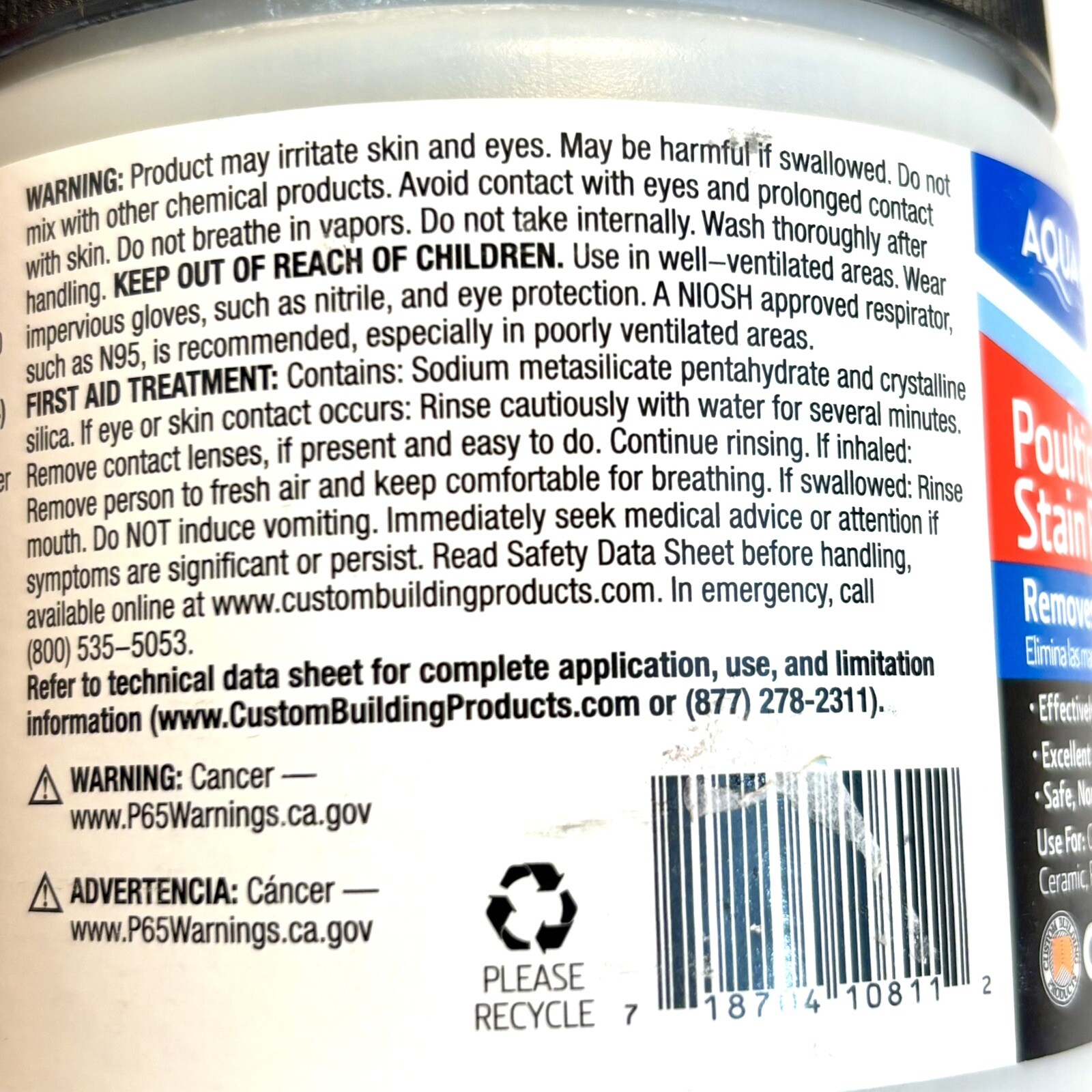 Aqua Mix Poultice Stain Remover – 0.75 lb. Abrasive Cleaning Powder For Stone