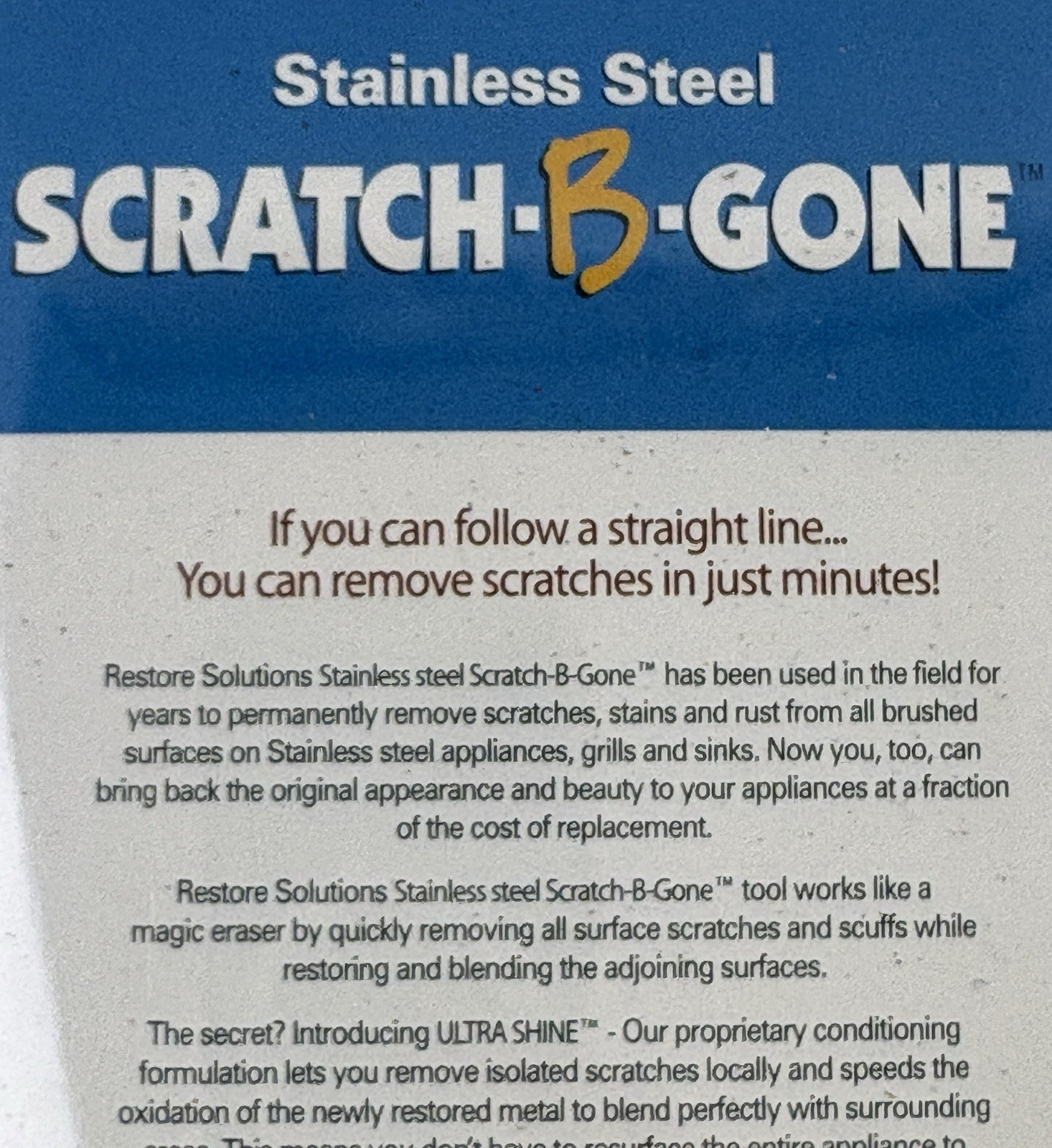 Scratch-B-Gone Stainless Steel Repair Kit Restore Solutions Professional / Home