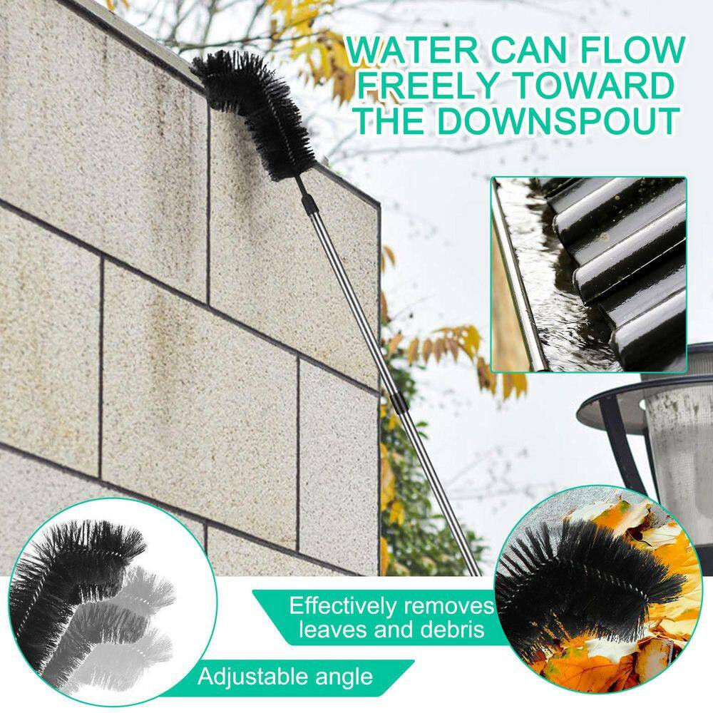 11.5 Ft. Gutter Cleaning Utility Brush with Telescoping Handle, Rain Cleaner Ext