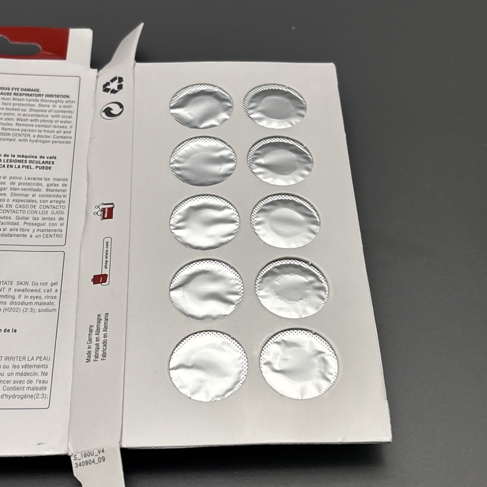 MIELE Coffee Machine Cleaning Tablets 2 Packs 20 Tabs Total – New W/Damaged Box