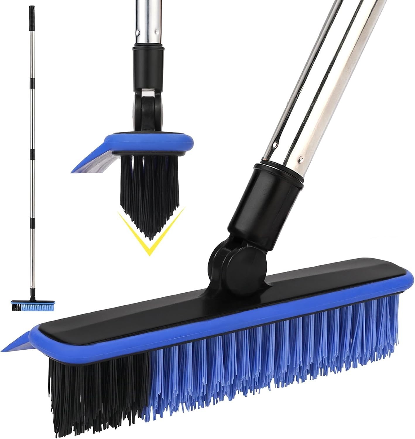 Grout Cleaner Brush with Long Handle, V-Shaped Floor Scrub Brush Swivel Grout…