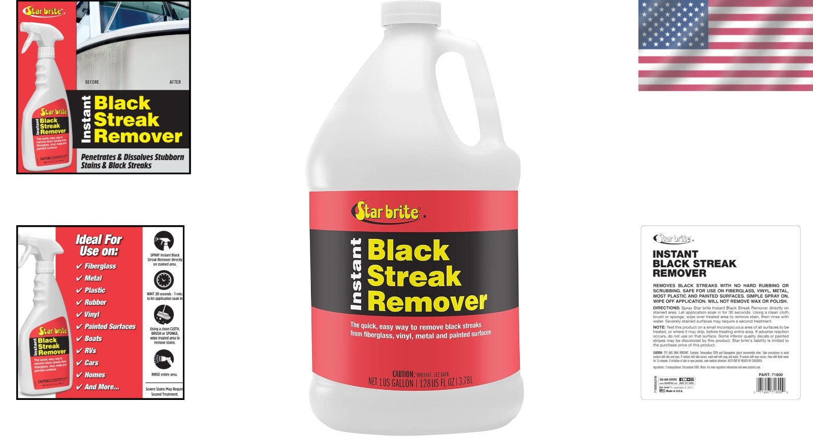 Instant Black Streak Remover – Multi-Surface Cleaner for Boats & RVs, 128 Oz