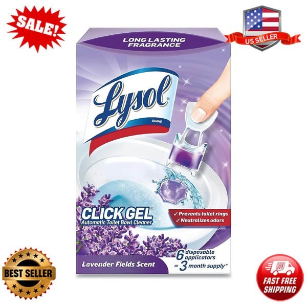 Lysol Click Gel Automatic Toilet Bowl Cleaner – Lavender Scent, 6 Stamps, Toilet