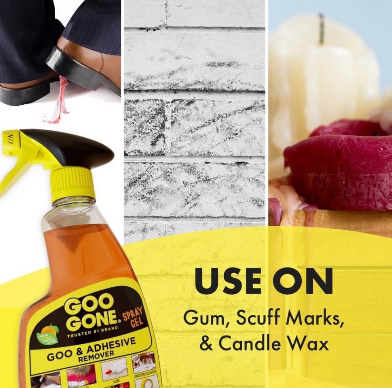 GOO GONE Original ADHESIVE Glue Gum Remover – Fresh Citrus & Surface Safe 12Oz