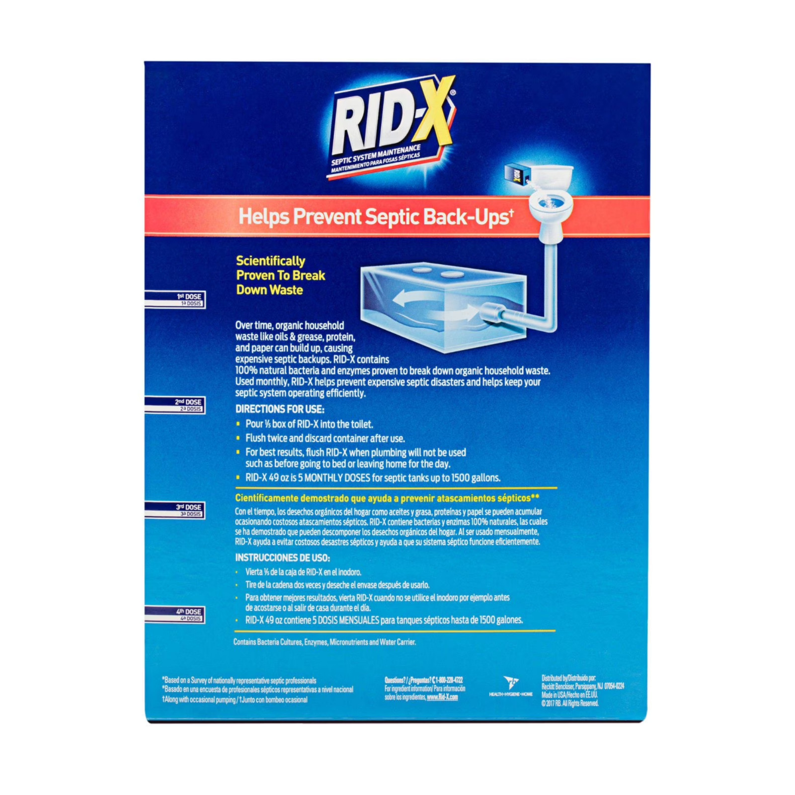 RID-X Septic Treatment, 5 Month Supply Of Powder, (49 oz.) Free Shipping RiDx