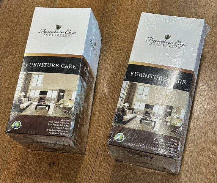 Lot (2) Furniture Care Protection Kit Leather Clean Fabric Refresher Wood Polish