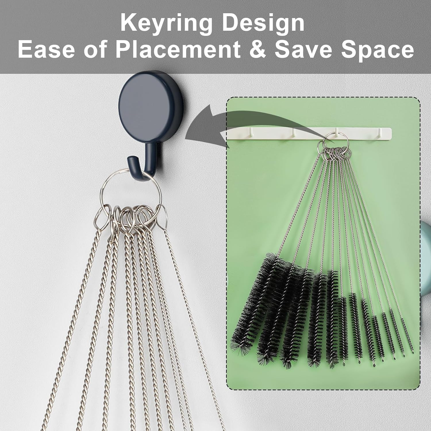 Straw Cleaner Brushes Sets, 12 Pieces 8.2 Inch Botthle Cleaning Brush and Nylon