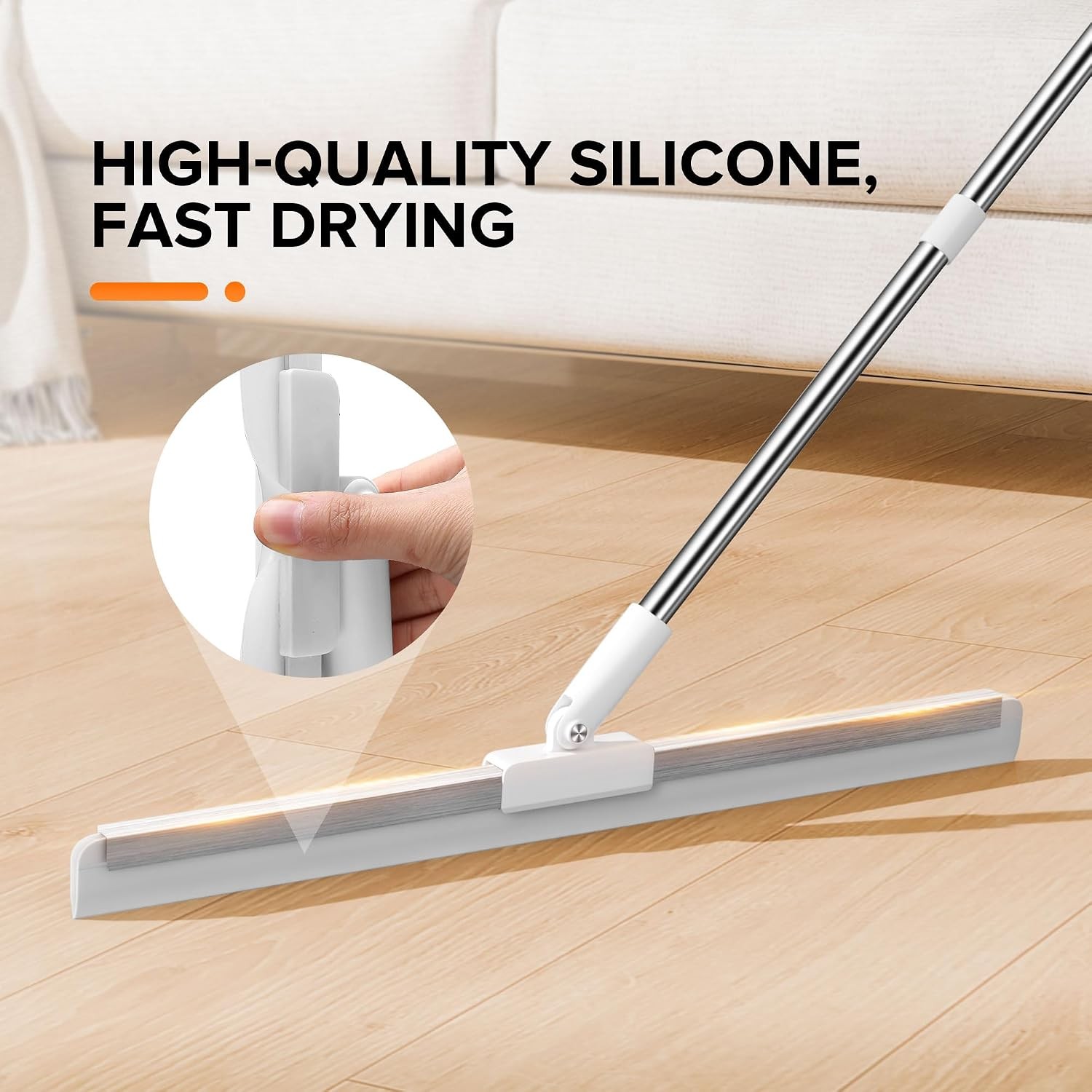 Silicone Squeegee for Floor, 180° Rotating Squeegee Broom, Floor Squeegee with a