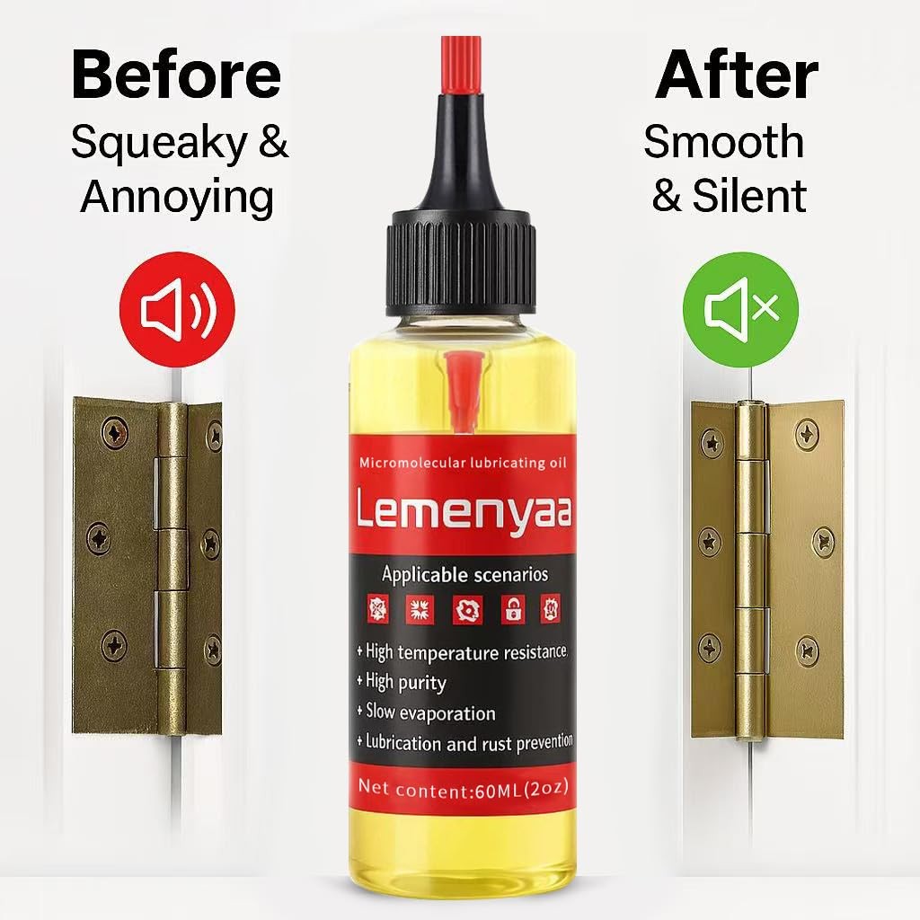 Door Hinge Lubricant – 2 OZ Silicone Oil for Squeaky Hinges, Doors, Garage Doors