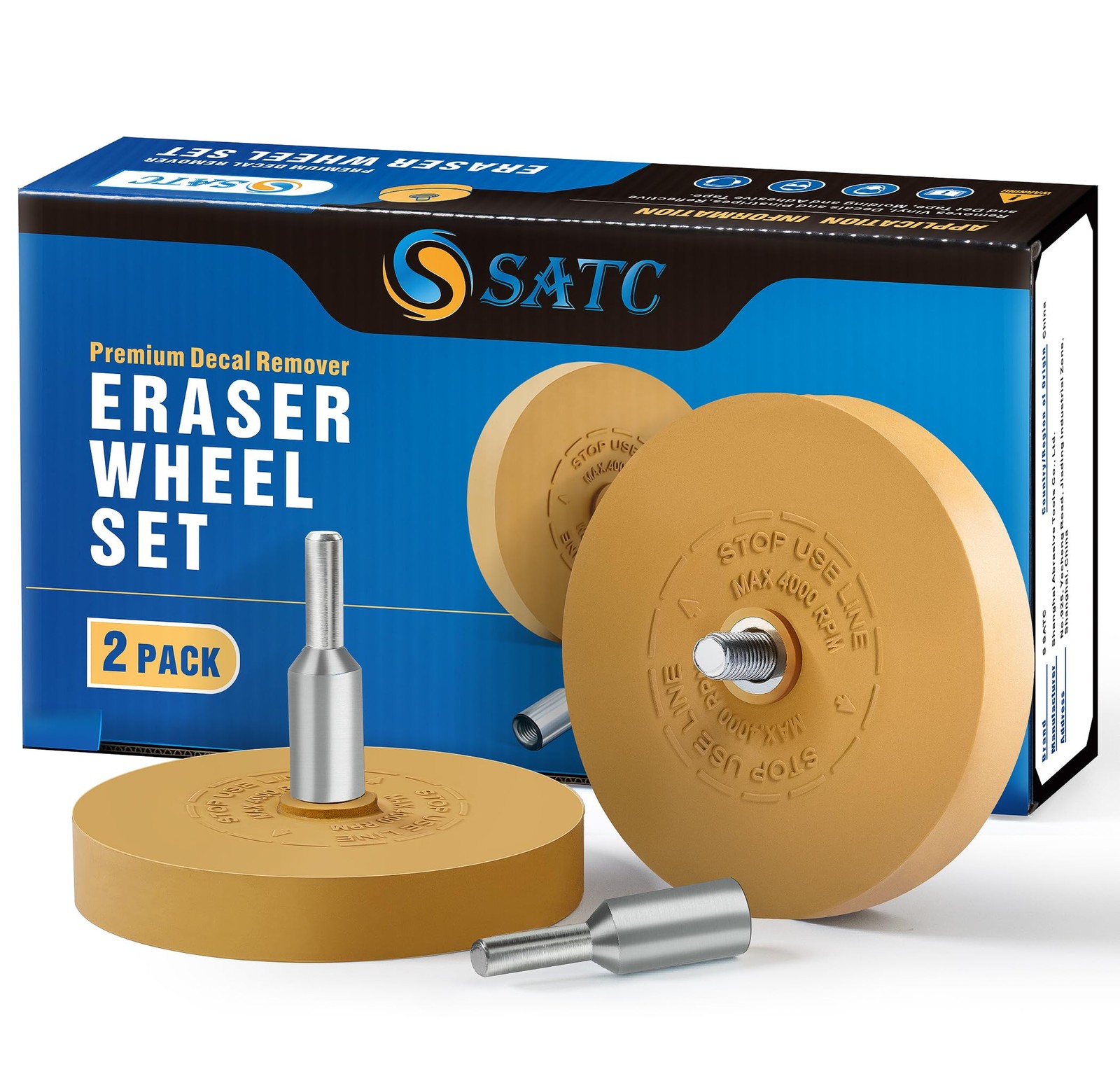 Rubber Eraser Wheel 2 Pack Drill Adapter Decal Remover For Car Vinyl Sticker Pin