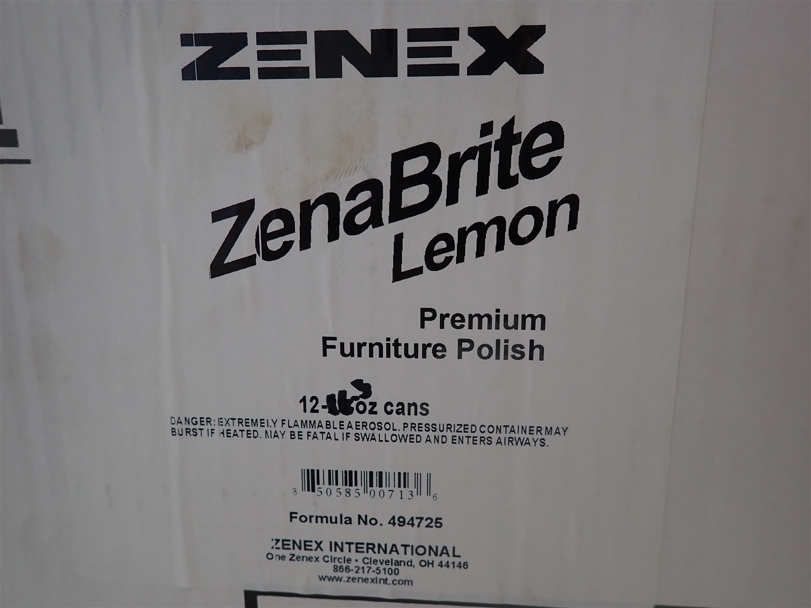 NEW Zenex 494725 ZenaBrite Lemon Premium Furniture Polish 12 – 16.5oz Cans (I20)