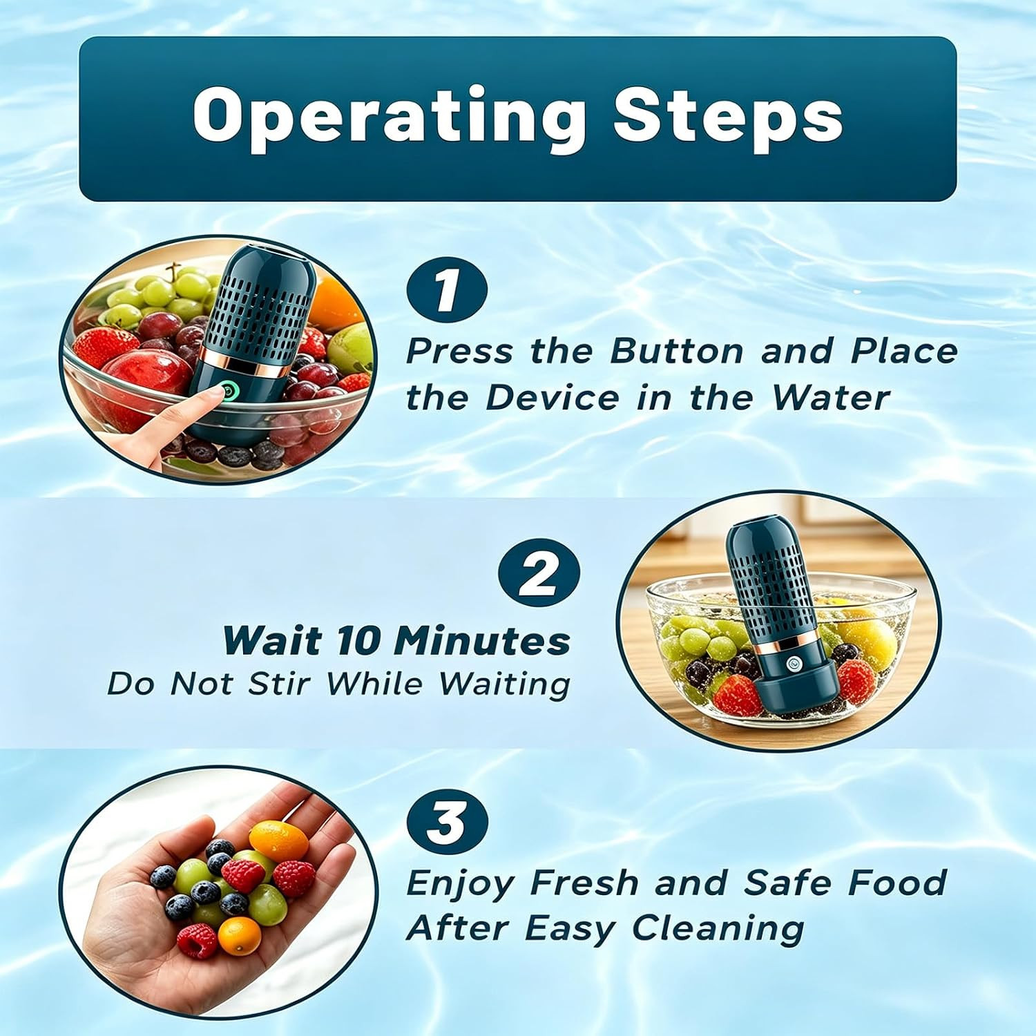 Produce Cleaner – Portable Oh-Ion Fruit & Vegetable Washer, Deep Cleans Produce,