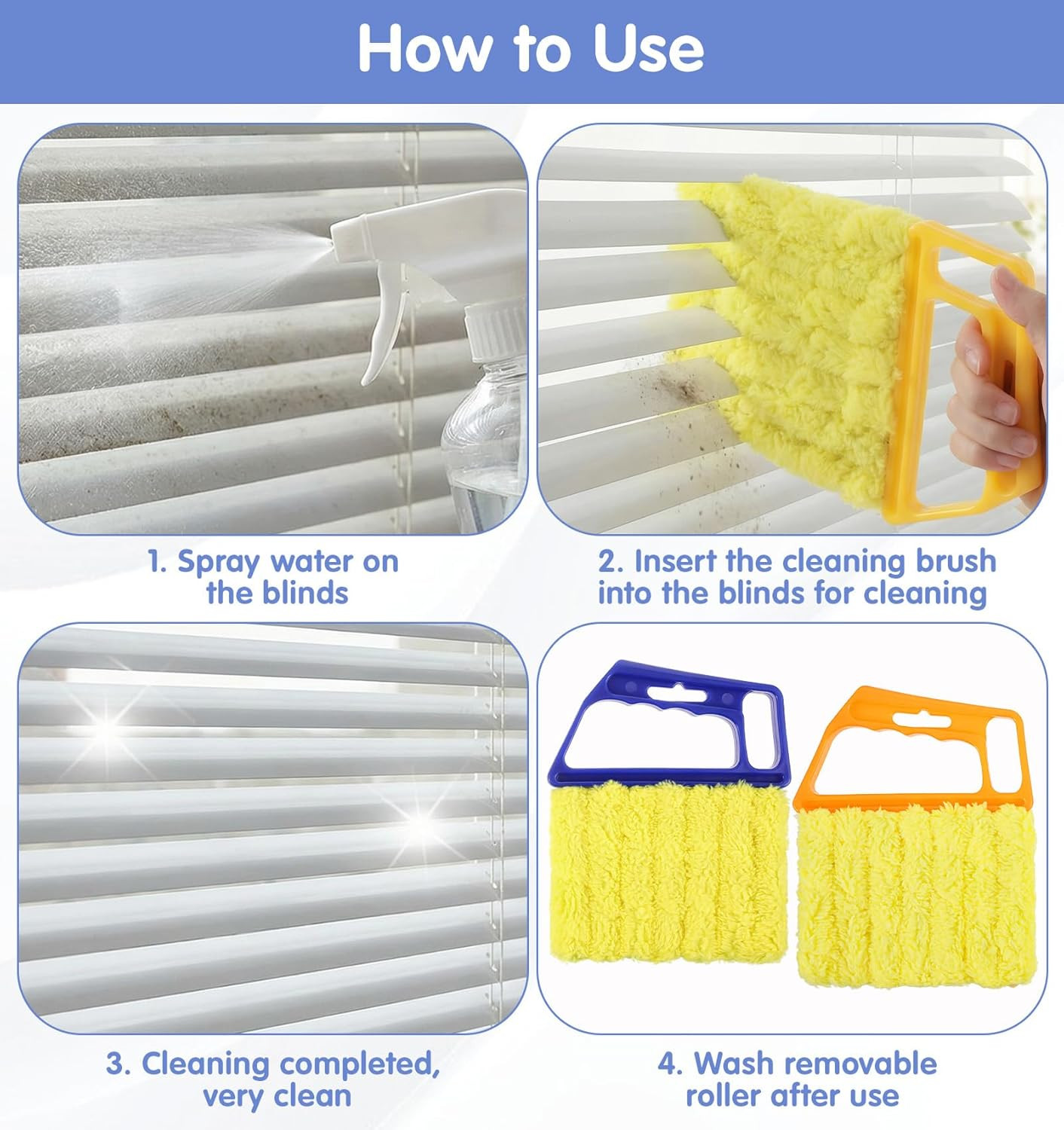 7-Finger Microfiber Blind Duster – 2 Pack Washable Cleaner Tool for Windows