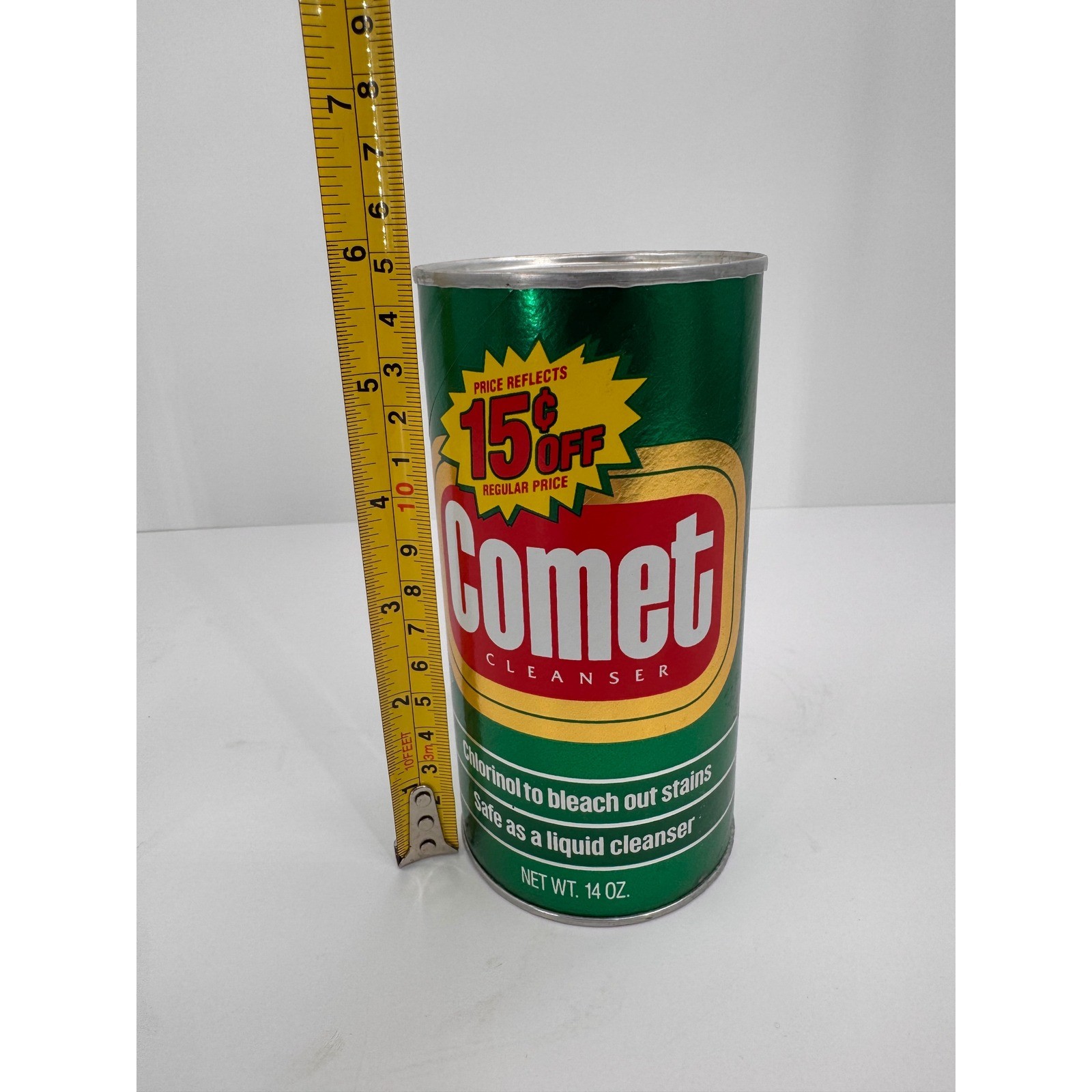 Vintage SEALED 1989 Comet Cleanser 14oz Canister Prop Kitchen Decor Green Can