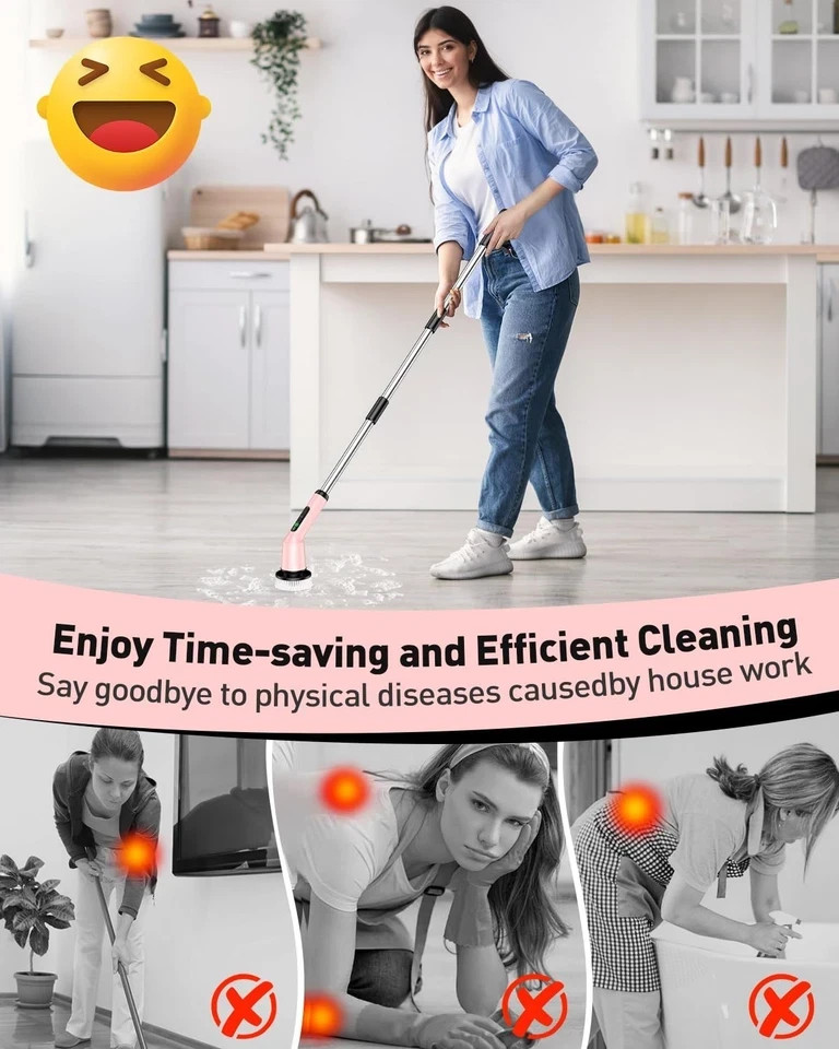 Electric Spin Scrubber for Cleaning Bathroom, Shower Scrubber Cordless Cleani…