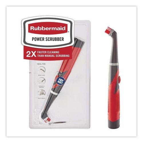 Rubbermaid Cordless Battery Power Scrubber, 12.68″ Brush, 7″ Red/Black Handle
