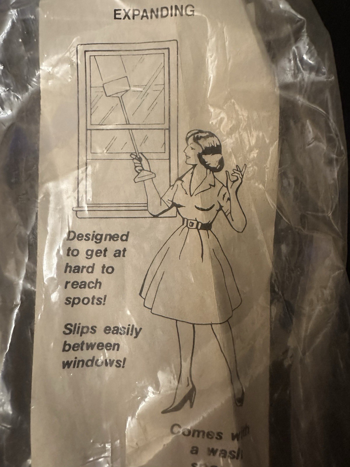 Vintage Expanding Window Washer Sponge Squeegee NOS Sealed Made Taiwan