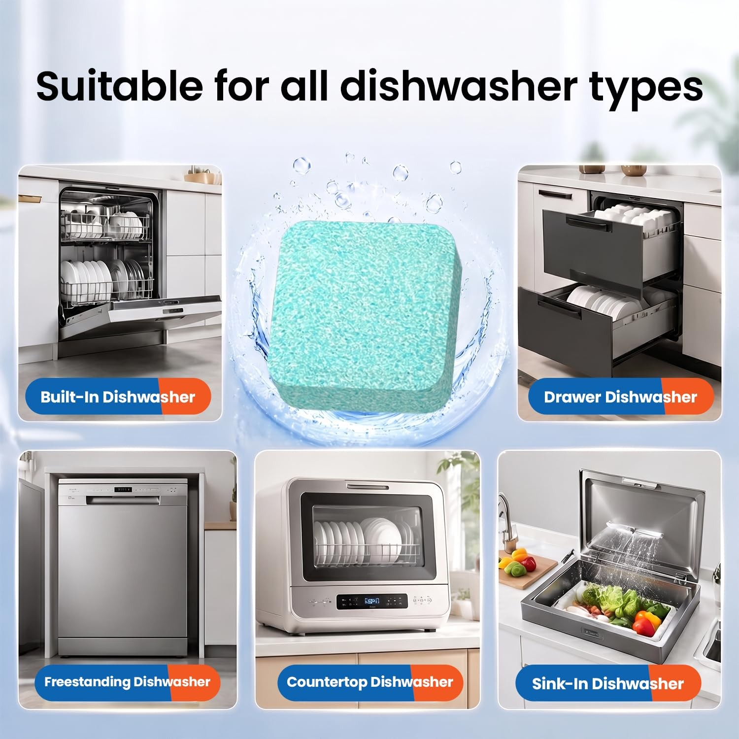 Dishwasher Cleaning Tablets -30 Pack Cleaner and Deodorizer -15 Month Suply f…