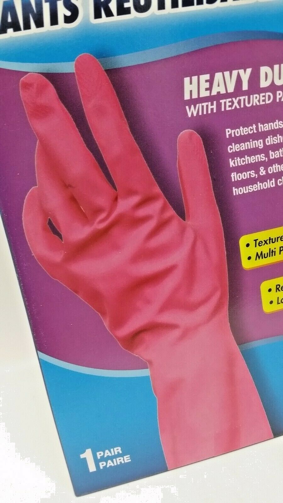 2 Pack SCRUB BUDDIES PINK HEAVY DUTY REUSABLE LATEX GLOVES SIZE MEDIUM 1Pair/Pk