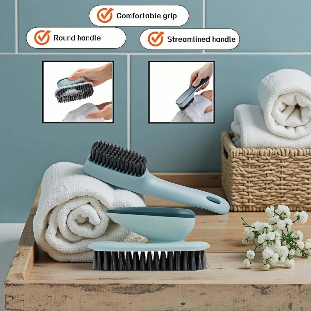Ergonomic Shoe & Laundry Scrub Brush Set, Stiff Bristle Cleaning Brush for