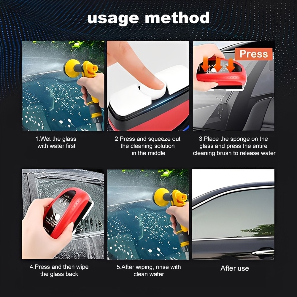 2 Pack 120ML Automotive Oil Film Cleaning Brush for Car Windows Glass Cleaning