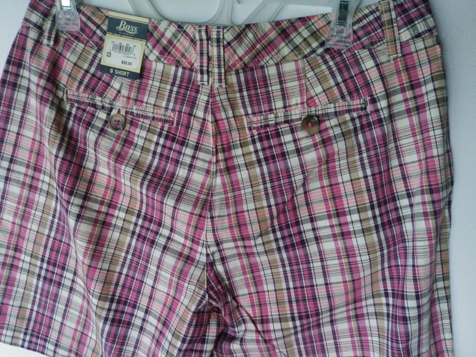 BASS HERITAGE FUCHSIA FLOW SHORT PANTS SIZE 8 SHORT 100% COTTON NWT RETAIL$58.00