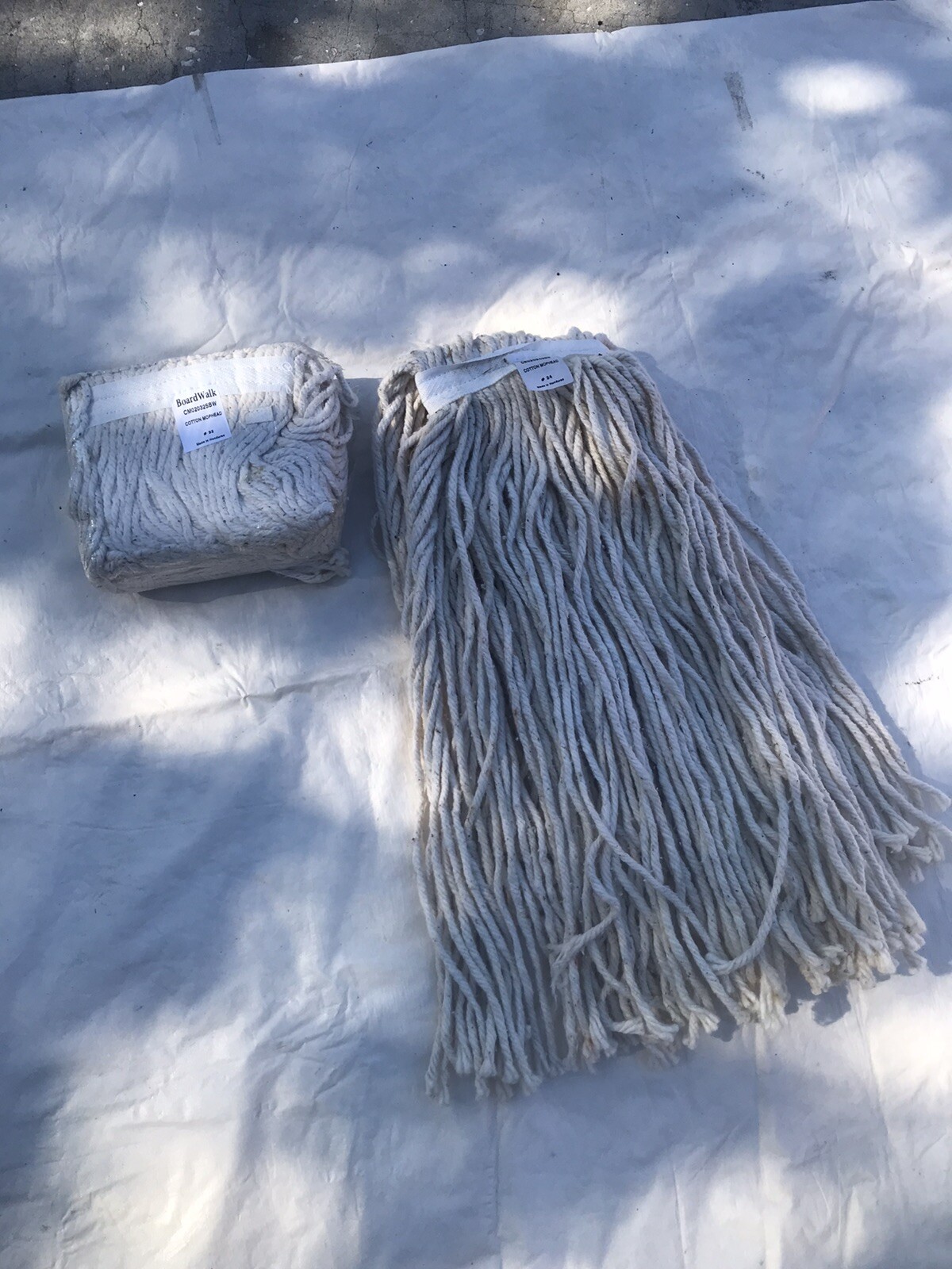 Boardwalk Cut-End Wet Cotton Mop Head No. 32 & No. 24 White 2 Lot New